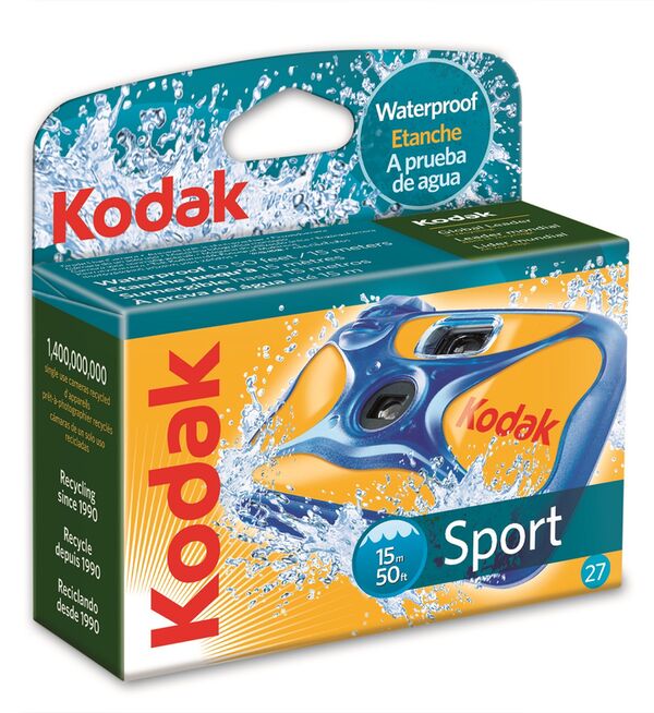 Kodak Sport 27 Aufnahmen ISO 800 Unterwasser-Einwegkamera ohne Blitz 