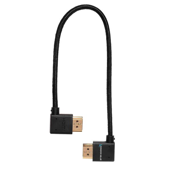 Kondor Blue rechtwinkliges zu linkswinkliges Full HDMI Kabel, gerade  Raven black 30,4 cm