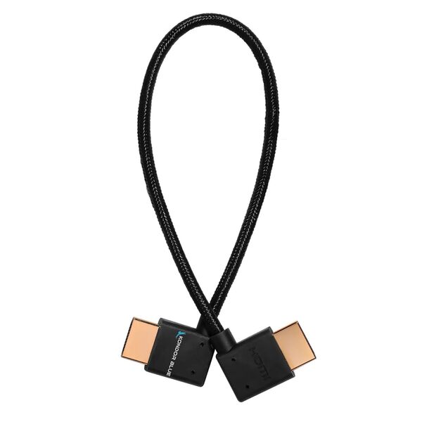 Kondor Blue rechtwinkliges zu linkswinkliges Full HDMI Kabel, gerade  Raven black 30,4 cm