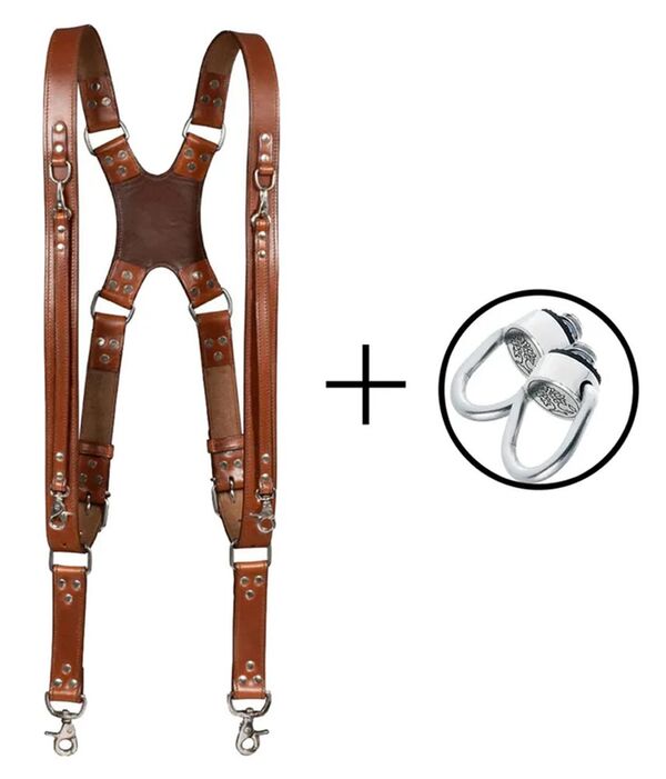 Krützberg Zeithalter DUO Kameragurt in dunkelbraunem Leder  Silber