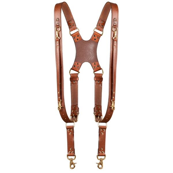 Krützberg Zeithalter DUO Kameragurt in dunkelbraunem Leder  Gold