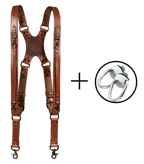 Krützberg Zeithalter DUO Kameragurt in dunkelbraunem Leder  schwarz