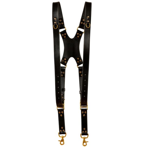 Krützberg Zeithalter DUO Kameragurt in schwarzem Leder  Gold