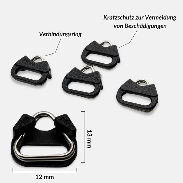 Lens-Aid Gurt-Verbindungsringe dreieckig mit Schutzkappe 4er Set für Gurte und Schlaufen 