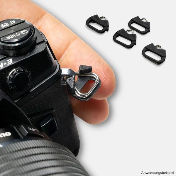 Lens-Aid Gurt-Verbindungsringe dreieckig mit Schutzkappe 4er Set für Gurte und Schlaufen 