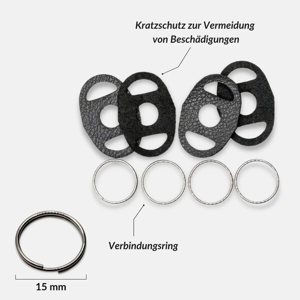Lens-Aid Gurt-Verbindungsringe rund mit Schutzkappen 4er Set 