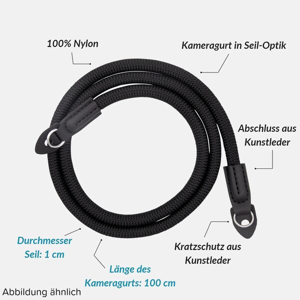 Lens-Aid Kameragurt aus Seil  rot schwarz