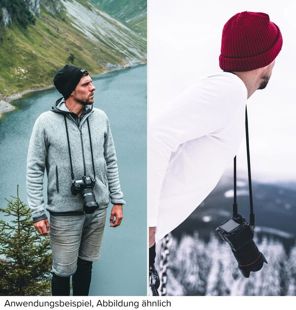 Lens-Aid Kameragurt aus Seil  rot schwarz