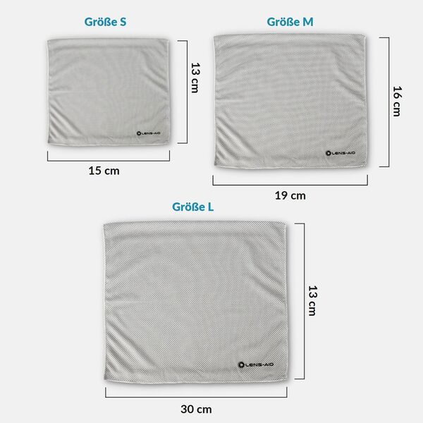Lens-Aid Mikrofaser Einschlagtuch für Kameras und Objektive  Set: S, M, L
