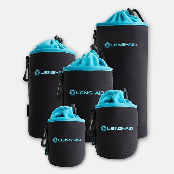 Lens-Aid Neopren Objektivbeutel mit Fleece-Fütterung  Set: XS, S, M, L, XL