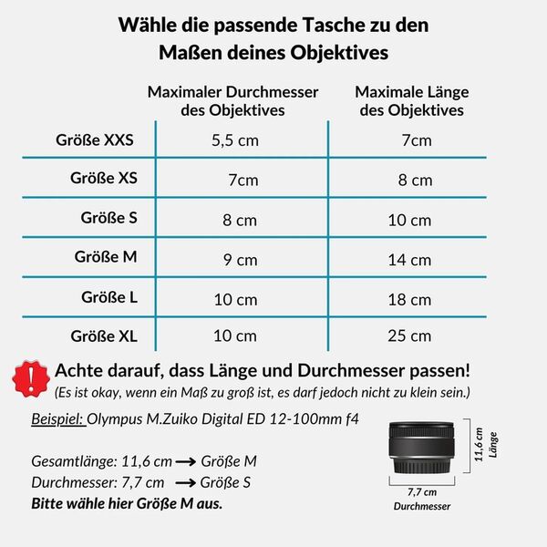 Lens-Aid Neopren Objektivbeutel mit Fleece-Fütterung  M
