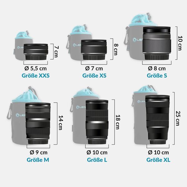 Lens-Aid Neopren Objektivbeutel mit Fleece-Fütterung  M
