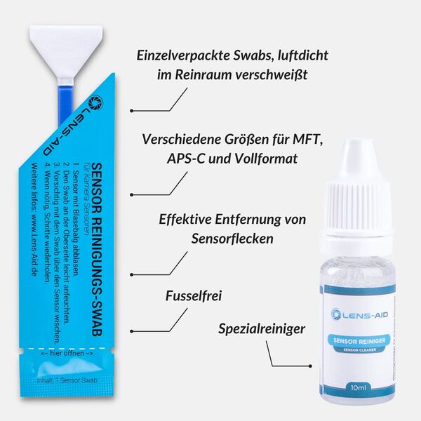 Lens-Aid Sensor Reinigungsset mit Swabs und Flüssig-Reiniger APS-C  16mm