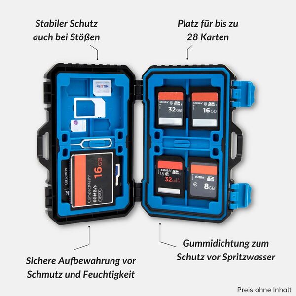 Lens-Aid Speicherkarten Schutzbox zur Aufbewahrung von SD, CF, Micro-SD, TF, SIM-Karten 