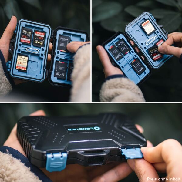 Lens-Aid Speicherkarten Schutzbox zur Aufbewahrung von SD, CF, Micro-SD, TF, SIM-Karten 