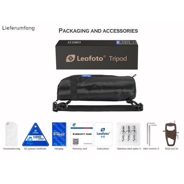 Leofoto Carbon-Dreibeinstativ LS-223CEX Ranger mit Nivellierschale + Panoramateller RH-0 