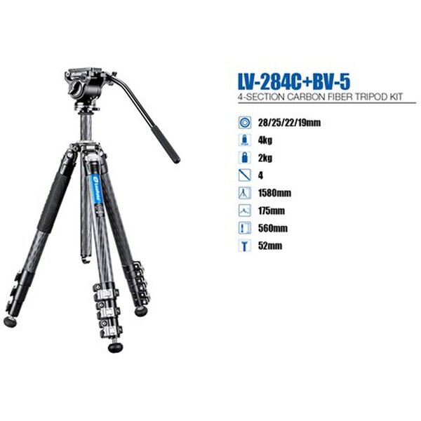 Leofoto Carbon-Dreibeinstativ LV-284C  +BV-5 Manba LV