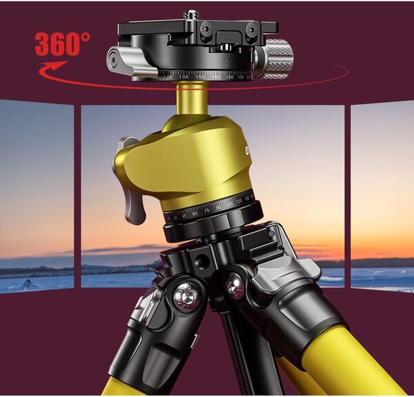 Leofoto Carbon-Dreibeinstativ LY-224C Mr.Y + Balhead LH-25 R Yellow 