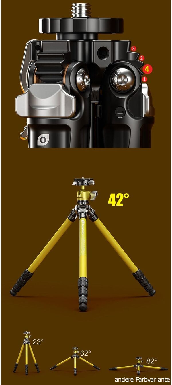 Leofoto  Carbon-Dreibeinstativ LY-224C Mr.Y + Ballhead LH-25 R Y Blue 