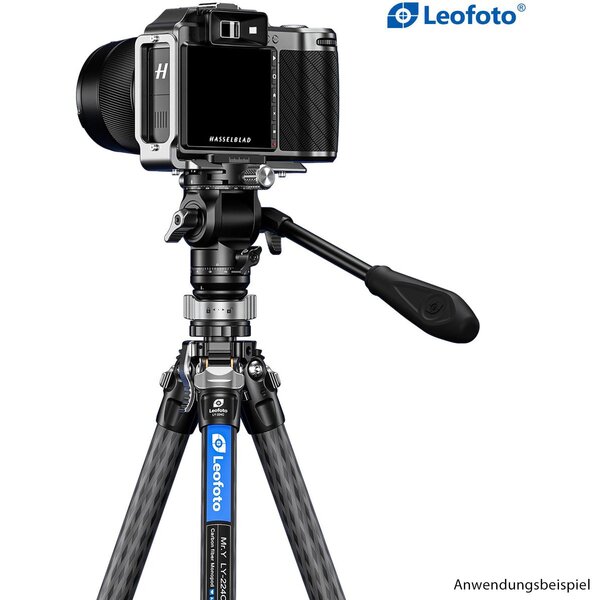 Leofoto Carbon-Dreibeinstativ LY-224C Mr.Y + Videoneiger BV-0R + Nivellierbasis LB-38  blau