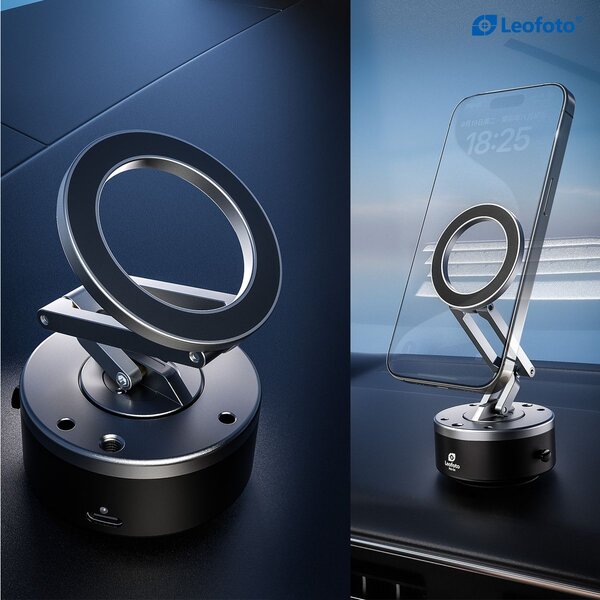 Leofoto Halterung PM-04 Magnetischer Handyhalter mit elektrischem Saugnapf 
