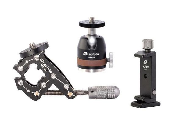 Leofoto Pocket Clamp MC-30 + Kit incl. Mini Ballhead 19 + Smartphone Halter 