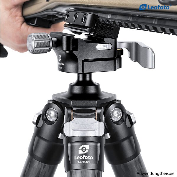Leofoto SA-364CL Carbon-Dreibeinstativ und Gewehrhalterung MA-30 