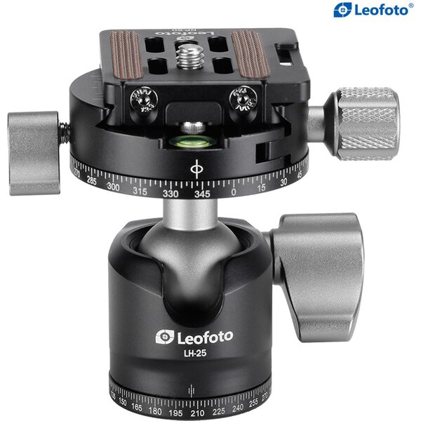 Leofoto Stativ-Kugelkopf LH-25R, Panoramateller + Schnellwechselplatte NP-50 