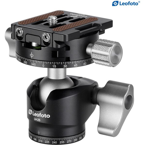 Leofoto Stativ-Kugelkopf LH-25R, Panoramateller + Schnellwechselplatte NP-50 