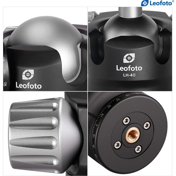 Leofoto Stativ-Kugelkopf LH-40PCL, Dual-Panoramafunktion + Schnellwechselplatte NP-60 