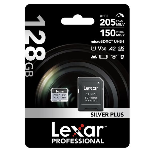 Lexar microSDXC Silver Plus UHS-1 V30 R205/W100MB/s  128 GB