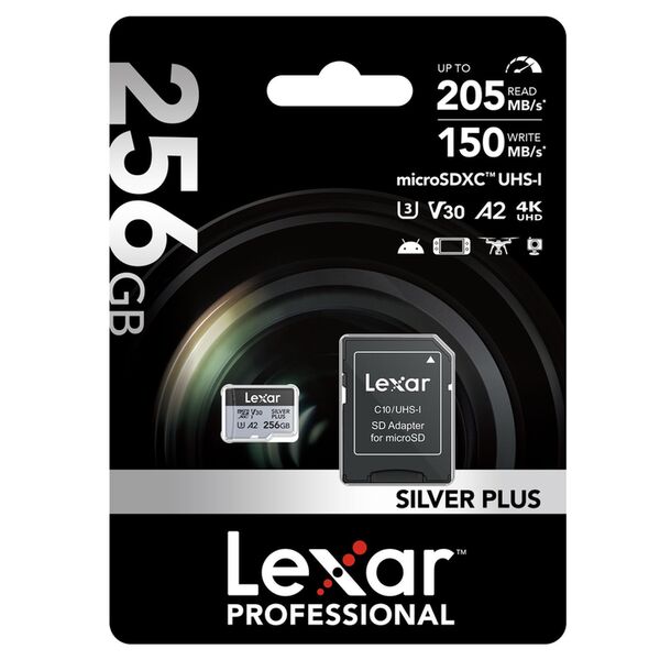 Lexar microSDXC Silver Plus UHS-1 V30 R205/W100MB/s  256 GB