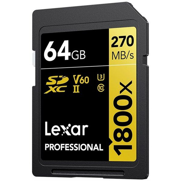 Lexar SDXC Professional Type Gold - 1800x 270MB/s V60 II  64 GB