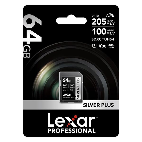 Lexar SD Silver Plus UHS-1 V30 R205/W150MB/s  64 GB