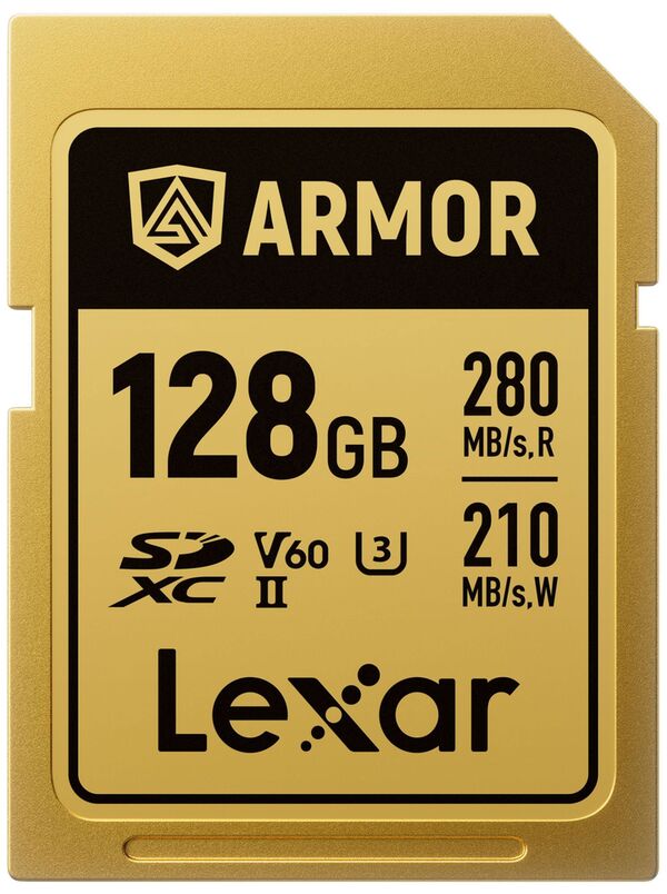 Lexar SDXC Pro Gold Series ARMOR UHS-II V60 IP68 Stainless Steel R280  128 GB