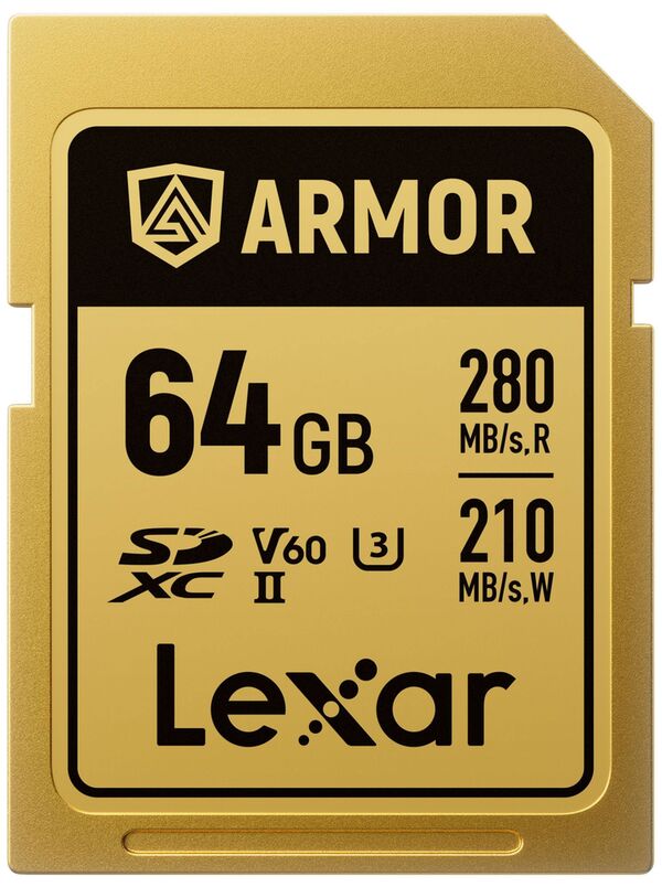 Lexar SDXC Pro Gold Series ARMOR UHS-II V60 IP68 Stainless Steel R280  64 GB 