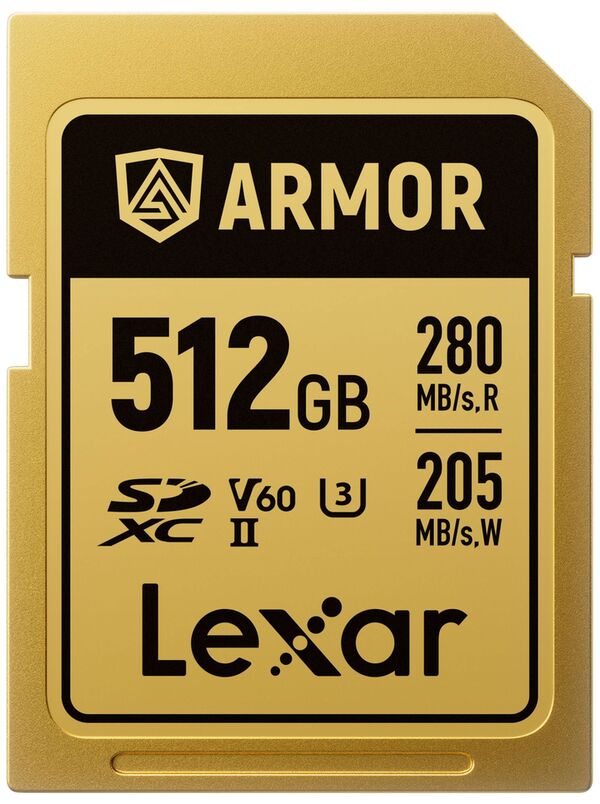 Lexar SDXC Pro Gold Series ARMOR UHS-II V60 IP68 Stainless Steel R280  512 GB 