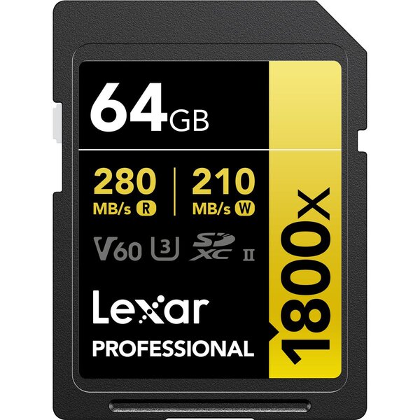 Lexar SDXC Professional Type Gold - 1800x 280MB/s V60 II  64 GB