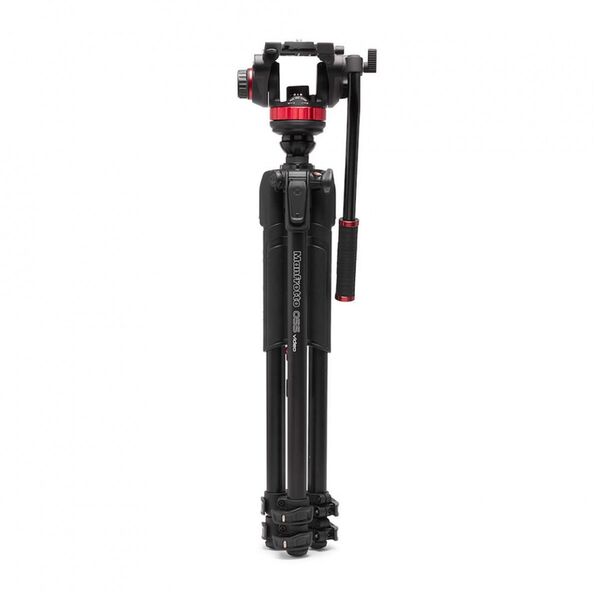 Manfrotto 055 Alu Kit, Videostativ mit Fluid-Kopf, 3 Segmente 