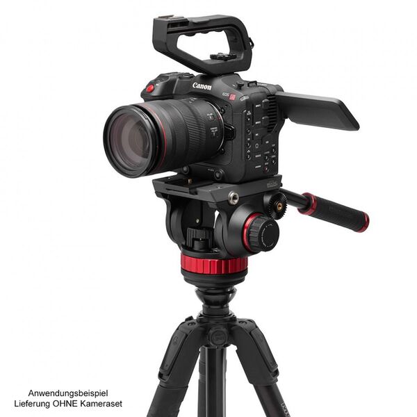 Manfrotto 055 Alu Kit, Videostativ mit Fluid-Kopf, 3 Segmente 