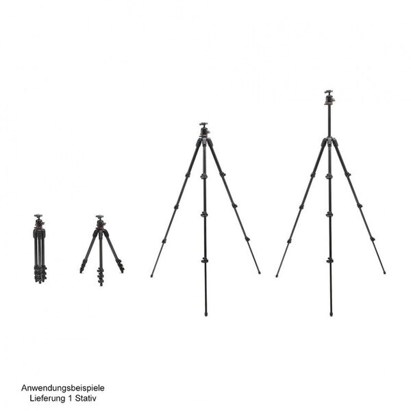 Manfrotto 055 Carbon ARCA Kit, Stativ mit Kugelkopf, 4 Segmente 