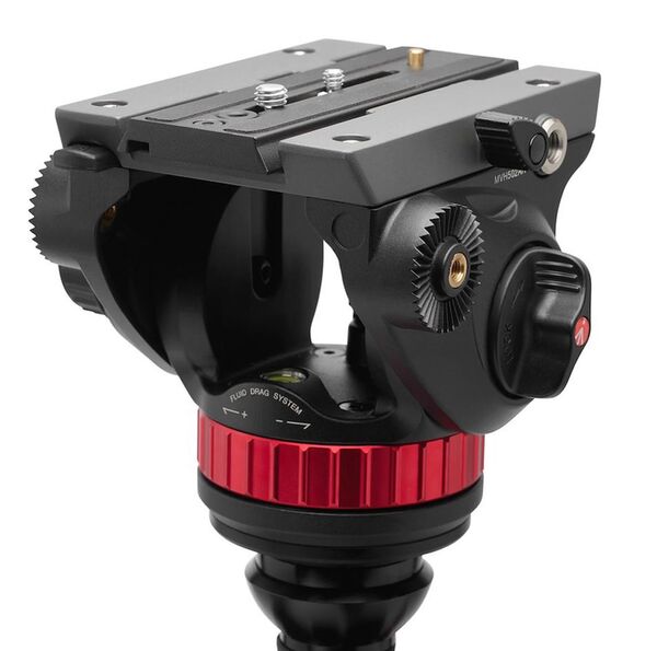 Manfrotto 502 flacher Fluid Videokopf m. 055 Video Carbonfaser-Stativ 