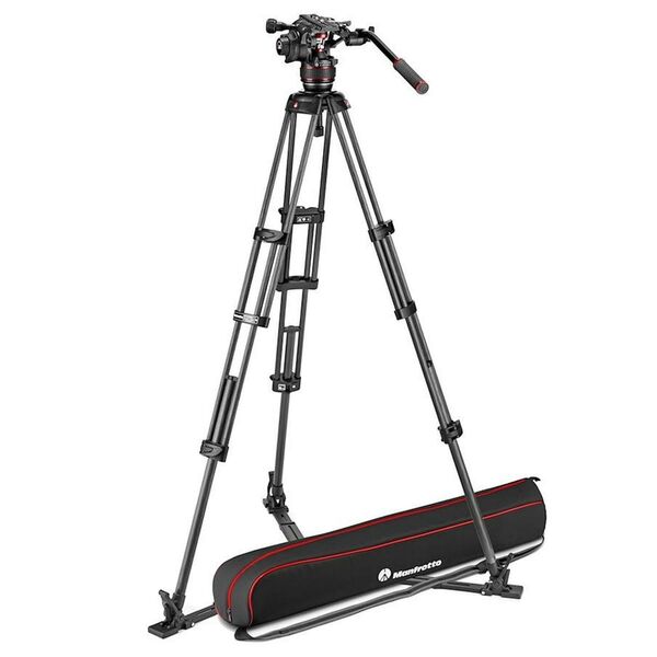 Manfrotto Nitrotech 608 & Carbon Doppelrohr-Stativ mit Bodenspinne 