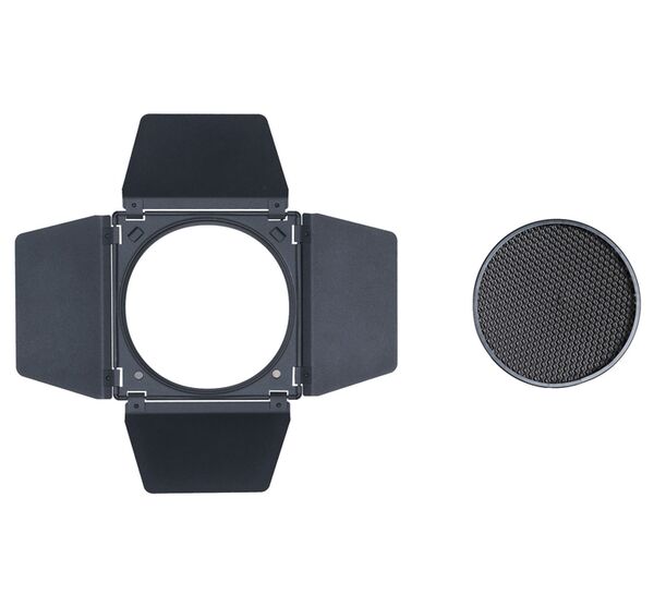 Nanlite BD-BM-RF45 Lichtklappenvorsatz für Bowens-Standard-Reflektor RF-BM mit vier Lichtklappen und herausnehmbarem Wabengitter 