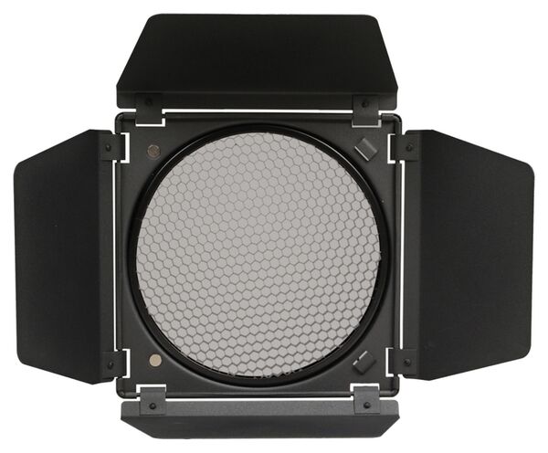 Nanlite BD-BM-RF45 Lichtklappenvorsatz für Bowens-Standard-Reflektor RF-BM mit vier Lichtklappen und herausnehmbarem Wabengitter 