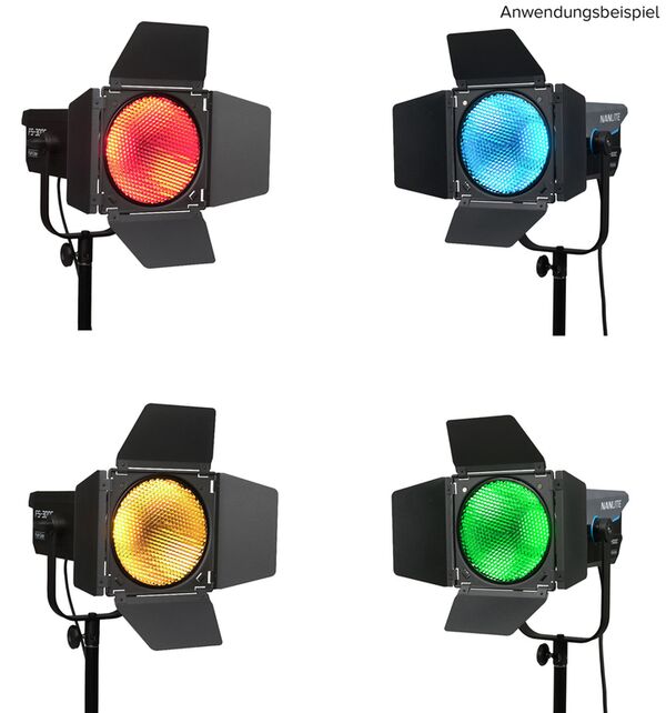 Nanlite BD-BM-RF45 Lichtklappenvorsatz für Bowens-Standard-Reflektor RF-BM mit vier Lichtklappen und herausnehmbarem Wabengitter 