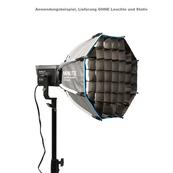 Nanlite SB-FMM-O-40 Oktagonal-Softbox 40 cm mit FMM-Bajonettanschluss. Inkl. Standard- und Lite-Diffusor Stoffwabe und Schutztasche. 
