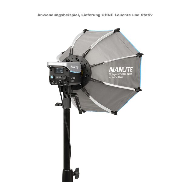 Nanlite SB-FMM-O-40 Oktagonal-Softbox 40 cm mit FMM-Bajonettanschluss. Inkl. Standard- und Lite-Diffusor Stoffwabe und Schutztasche. 