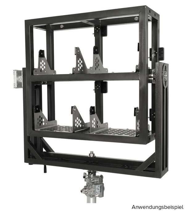 Nanlux FR-EV-4-HYK Halterahmen für 4 x Evoke 2400B. Inkl. Montagebügel mit Normzapfen 28 mm. Halterahmen schwenkbar mittels Einstellhilfe mit Handkurbel. 