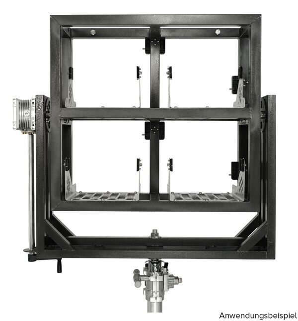 Nanlux FR-EV-4-HYK Halterahmen für 4 x Evoke 2400B. Inkl. Montagebügel mit Normzapfen 28 mm. Halterahmen schwenkbar mittels Einstellhilfe mit Handkurbel. 